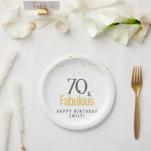 Modern 70 and Fabulous Birthday Paper Plates