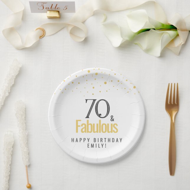 Modern 70 and Fabulous Birthday  Paper Plates (Wedding)
