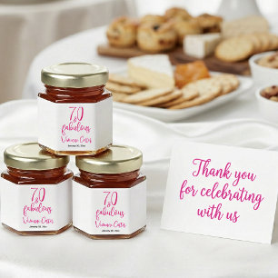 Modern 70 and Fabulous Name Date 70th Birthday Honey Jar Favors