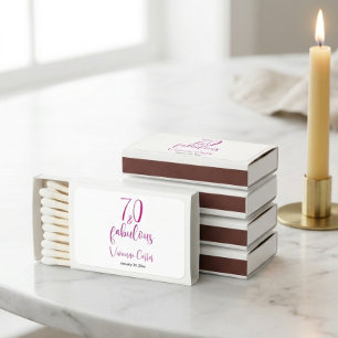 Modern 70 and Fabulous Name Date 70th Birthday Matchboxes