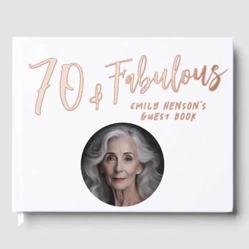 Modern 70 and Fabulous Photo 70th Birthday Party Guest Book