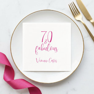 Modern 70 and Fabulous Pink 70th Birthday Party Napkins