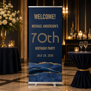 Modern 70h Birthday Welcome Sign Retractable