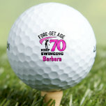 Modern 70th birthday golf balls 70 pink initials<br><div class="desc">Modern 70th birthday golf balls 70 pink initials. Celebrate turning 70 on the golf course with this fun and personalized golf ball! Featuring the playful message "Fore-get Age, Keep Swinging, " it's the perfect gift for golf enthusiasts celebrating this special milestone. Add a name to make it uniquely theirs. Whether...</div>