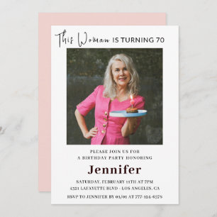 Modern 70th birthday invitations for her Photo