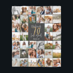 Modern 70th birthday multi photo script gift fleece blanket<br><div class="desc">Modern minimal multi photo script 70th birthday fleece blanket gift. Ideal gift available for mums,  dads,  grand,  grandad of any family member. Stunning elegant script text. Black,  white and gold design.</div>
