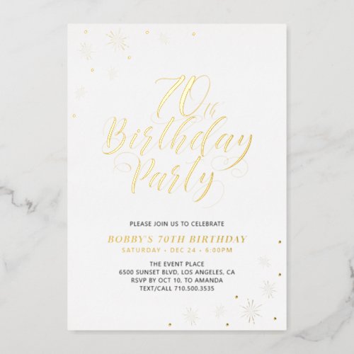 Modern 70th Birthday Party Real Foil Invitation