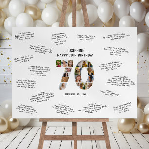 Modern 70th Birthday Photo Collage Message Foam Board