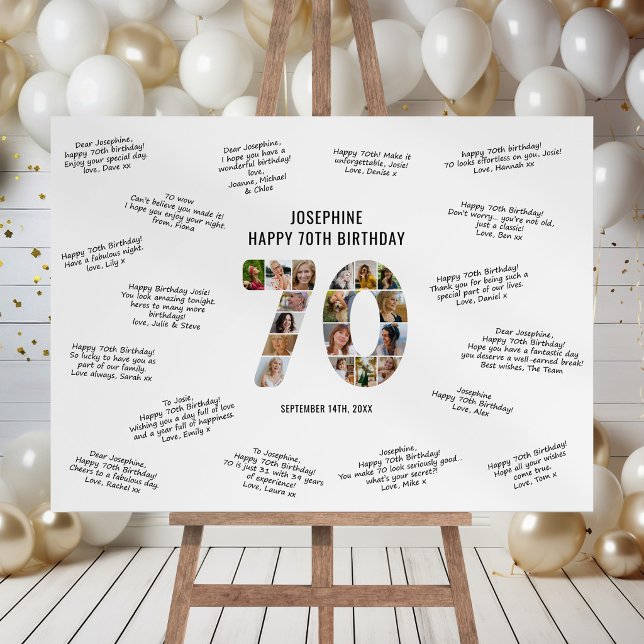 Modern 70th Birthday Photo Collage Message Foam Board (Creator Uploaded)