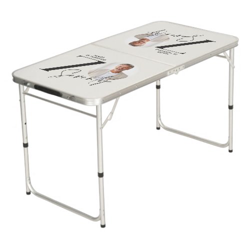 Modern 70th Birthday Photo Minimal Milestone Beer Pong Table