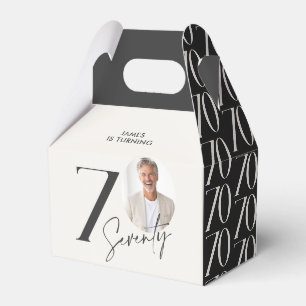 Modern 70th Birthday Photo Minimal Milestone Favor Boxes