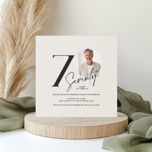 Modern 70th Birthday Photo Minimal Milestone Invitation