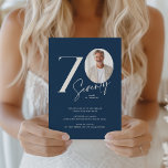 Modern 70th Birthday Photo Minimal Milestone Invitation<br><div class="desc">Modern 70th Birthday Invitation with Photo | Elegant Minimal Milestone Party Invite Celebrate a milestone birthday in timeless style with this modern 70th birthday invitation. Featuring a bold oversized number, refined serif typography, and a clean Navy Blue palette, this elegant design is perfect for a sophisticated seventieth celebration. The invitation...</div>