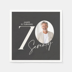 Modern 70th Birthday Photo Minimal Milestone Napkins