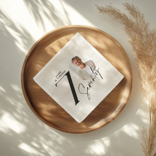 Modern 70th Birthday Photo Minimal Milestone Napkins