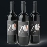 Modern 70th Birthday Photo Minimal Milestone Wine Label<br><div class="desc">Personalised 70th Birthday Photo Wine Bottle Labels Elegant Milestone Celebration Celebrate a special milestone in style with these elegant personalised 70th birthday wine bottle labels, customised with a name, age and favourite photo. Designed with a modern minimalist layout, bold milestone number and handwritten script name, these custom bottle labels instantly...</div>