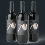 Modern 70th Birthday Photo Minimal Milestone Wine Label<br><div class="desc">Personalised 70th Birthday Photo Wine Bottle Labels Elegant Milestone Celebration Celebrate a special milestone in style with these elegant personalised 70th birthday wine bottle labels, customised with a name, age and favourite photo. Designed with a modern minimalist layout, bold milestone number and handwritten script name, these custom bottle labels instantly...</div>