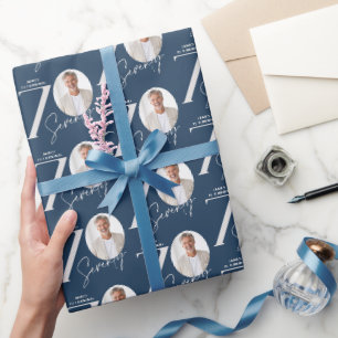 Modern 70th Birthday Photo Minimal Milestone Wrapping Paper