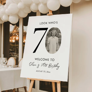 Modern 70th Birthday Photo Welcome Sign