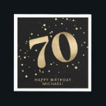 Modern 70th Seventy Birthday | Gold Black Glitter  Napkins<br><div class="desc">Modern 70th Seventy Birthday | Gold Black Glitter Napkins</div>