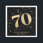 Modern 70th Seventy Birthday | Gold Black Glitter  Napkins<br><div class="desc">Modern 70th Seventy Birthday | Gold Black Glitter Napkins</div>