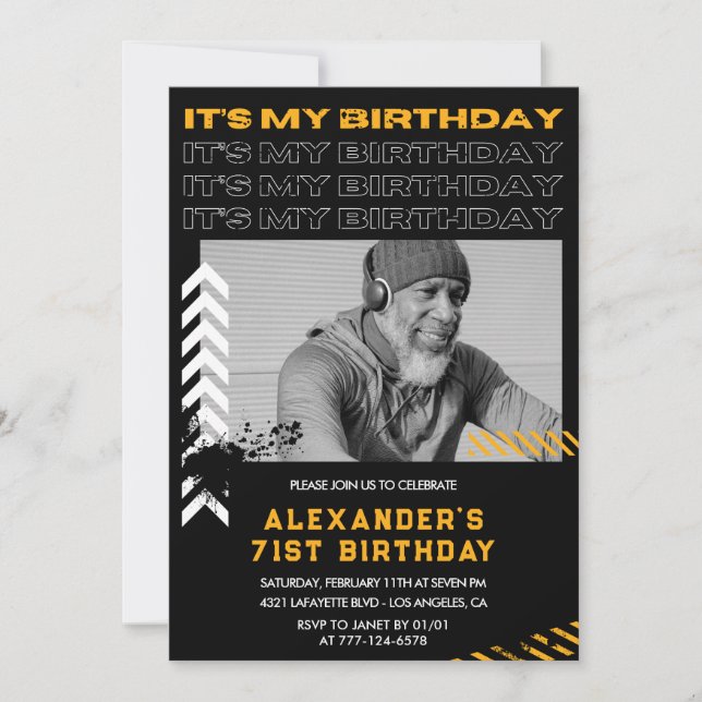 Modern 71st birthday invitations Men Photo (Front)