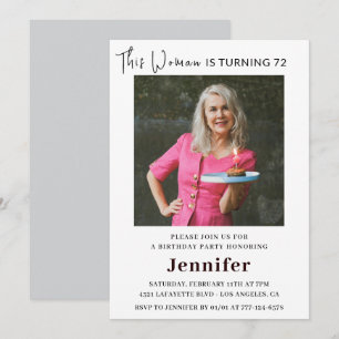 Modern 72nd birthday invitations for her Photo
