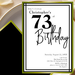 Modern 73rd Birthday Invitation Elegant Black Gold