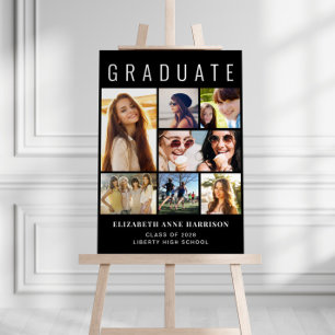 Modern 7 Photo Black Graduation Party Welcome Foam Board