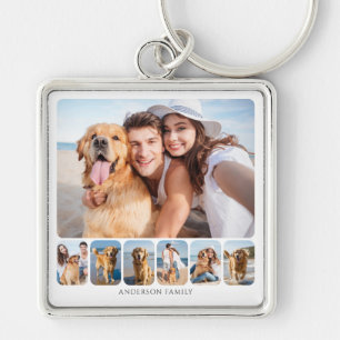Modern 7 Photo Collage Keychain