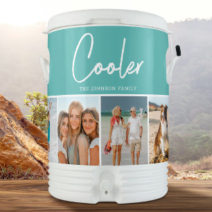 Modern 7 Photo Collage Turquoise Igloo Ten Gallon Beverage Cooler