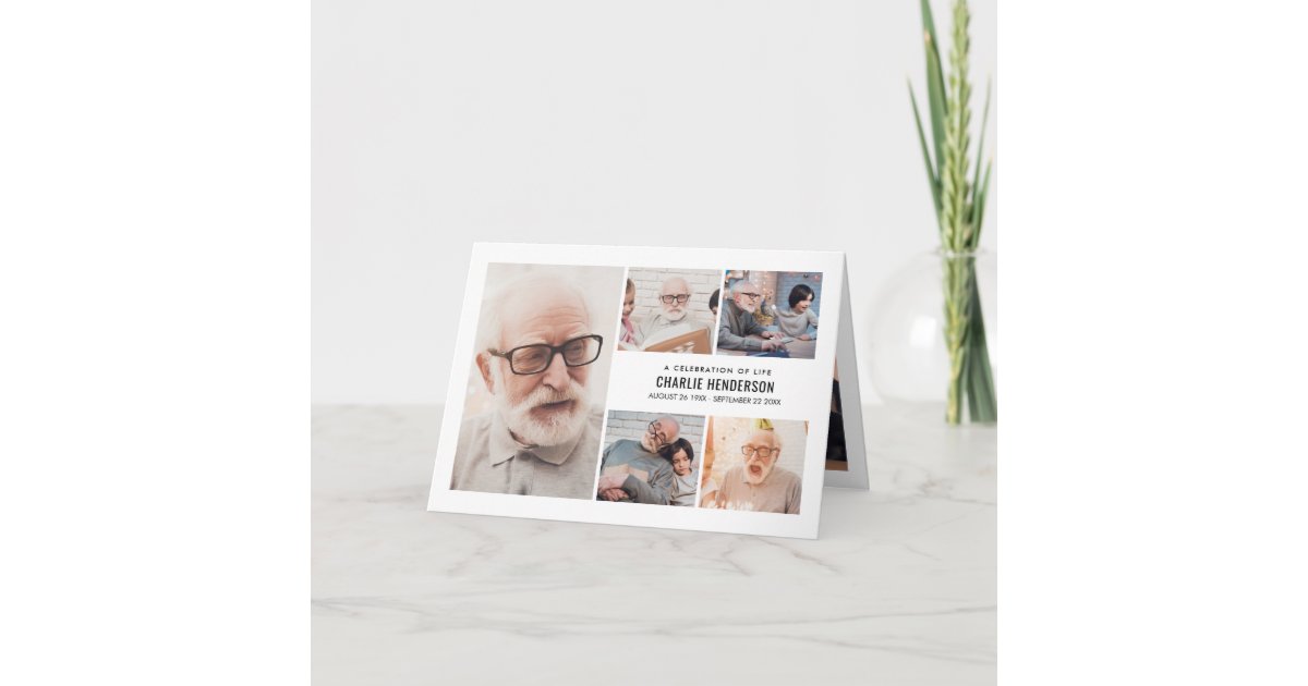 Modern 7-Photo Funeral Program With Bio & Poem | Zazzle