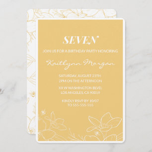 Modern 7th birthday invitations Floral Yellow