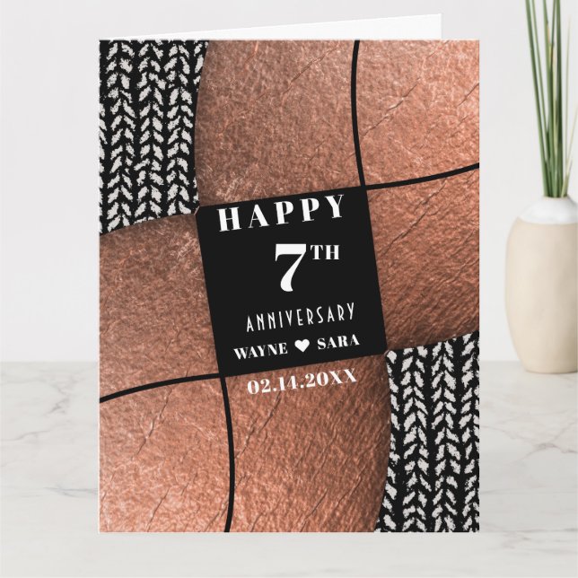 Modern 7th Copper Wool Anniversary Card (Front)