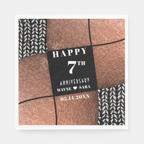 Modern 7th Copper Wool Anniversary Napkins