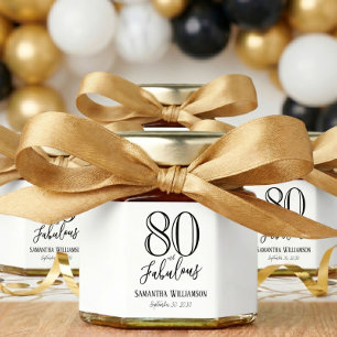 Modern 80 and Fabulous Bold Name Date Birthday Honey Jar Favors