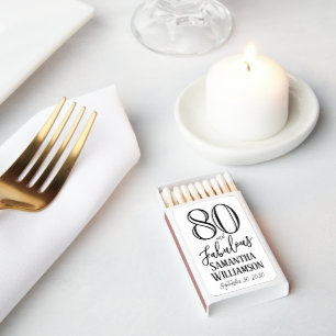 Modern 80 and Fabulous Bold Name Date Birthday Matchboxes