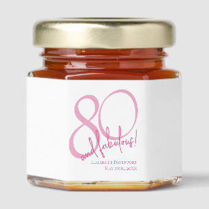 Modern 80 and Fabulous Name 80th Birthday Party Honey Jar Favors