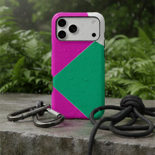 Modern 80s Pink & Wasabi Green Color Block Pattern iPhone 17 Pro Max Case
