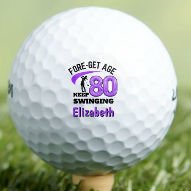 Modern 80th birthday golf balls 80 purple initials (Creator Uploaded)