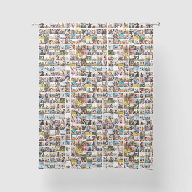 Modern 81 Photo Collage Pattern Sheer Curtains (Front)