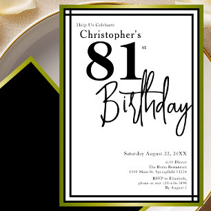 Modern 81st Birthday Invitation Elegant Black Gold