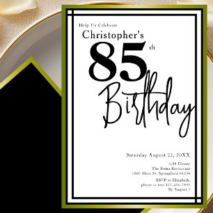 Modern 85th Birthday Invitation Elegant Black Gold