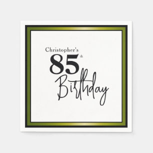 Modern 85th Birthday Napkins Elegant Black Gold