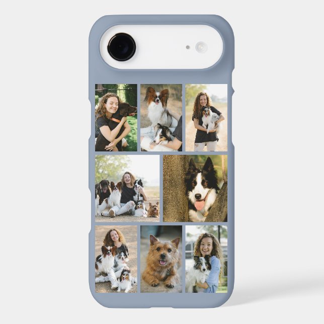 Modern 8 Pet Photo Dusty Blue Case-Mate iPhone Case (Back)