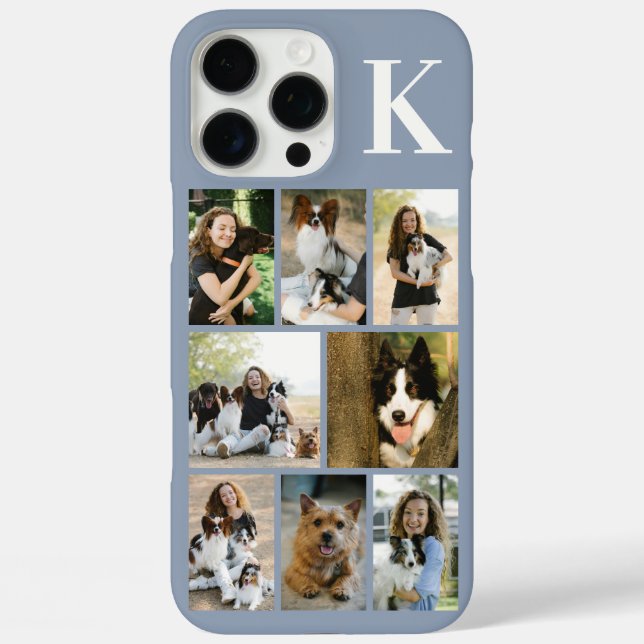 Modern 8 Pet Photo Dusty Blue Case-Mate iPhone Case (Back)