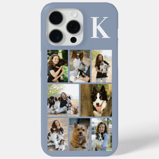 Modern 8 Pet Photo Dusty Blue Case-Mate iPhone Case (Back)
