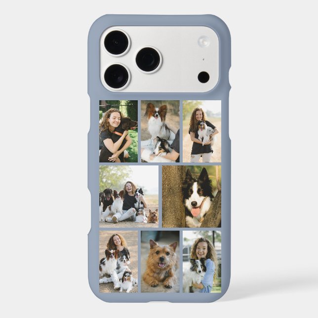 Modern 8 Pet Photo Dusty Blue Case-Mate iPhone Case (Back)