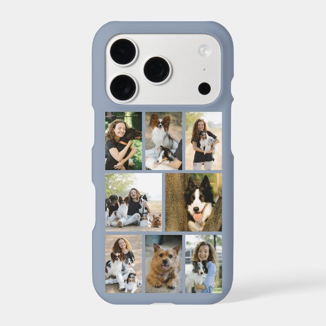 Modern 8 Pet Photo Dusty Blue Case-Mate iPhone Case (Back)