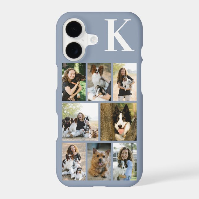 Modern 8 Pet Photo Dusty Blue Case-Mate iPhone Case (Back)